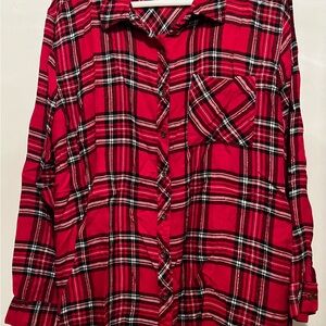 Maurices Red and Black Plaid Shirt